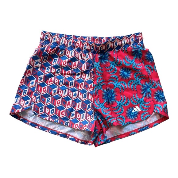 Adidas x FARM Rio Pacer Shorts, Color Bright Red / Signal Cyan, Size M, NWT - Picture 8 of 16